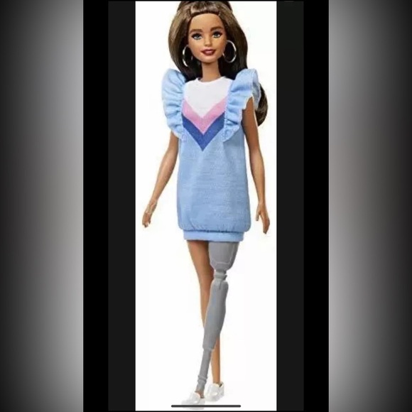 NEW! Barbie Fashionistas 11" Doll #121 Brunette Prosthetic Leg Sweater Dress - Picture 1 of 3